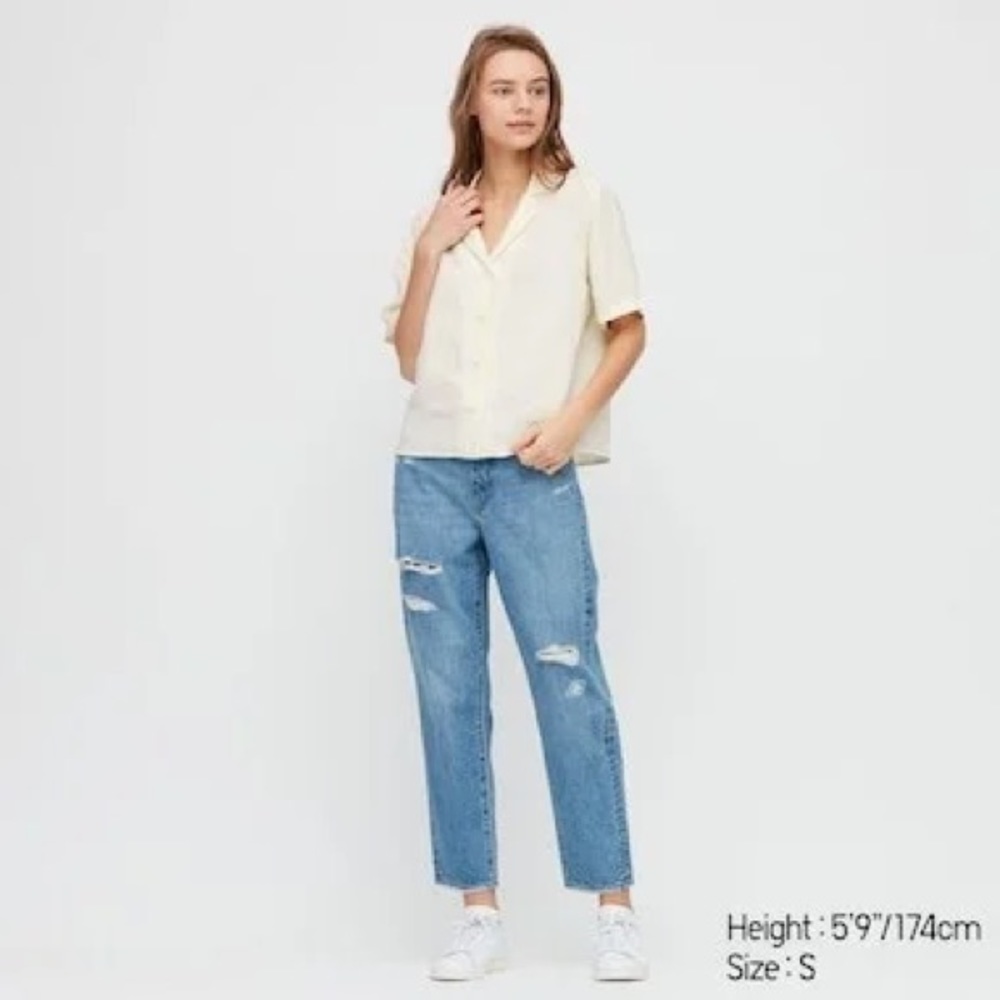 Uniqlo Linen Blend Short Sleeve Shirt (off white)